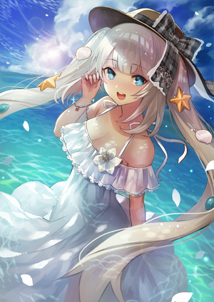 Marie Antoinette from Fate/Grand Order in a Sun Dress by the Ocean