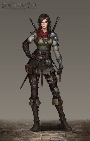 Fantasy warrior woman with swords