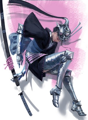Armored fantasy girl with katana