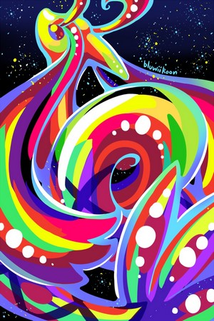 Colorful abstract artwork with space background