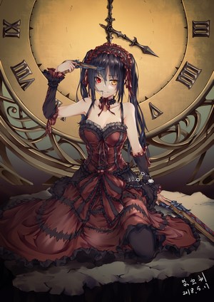Tokisaki Kurumi from Date A Live with a Revolver