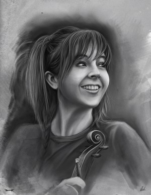 Digital painting of Lindsey Stirling holding a violin