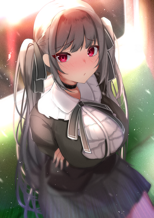Formidable from Azur Lane with twintails and red eyes