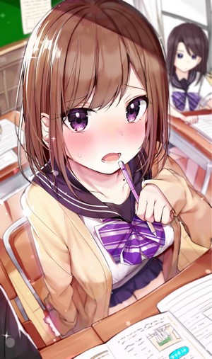 Rouka Blushing in Classroom Portrait