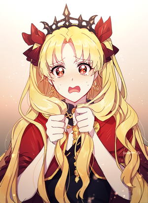 Ereshkigal from Fate/Grand Order crying and holding her hair