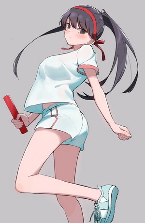 Komi Shouko from Komi Can't Communicate holding a baton