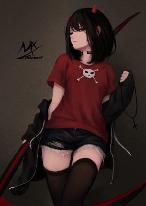 Anime girl with horns and scythe