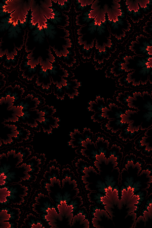 Abstract fractal pattern with red and black leaves