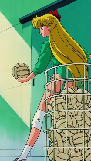 Minako Aino from Sailor Moon holding a volleyball