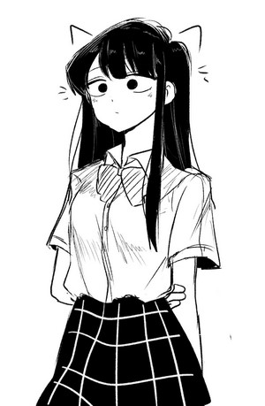 Komi Shouko Manga Style Sketch with Nekomimi