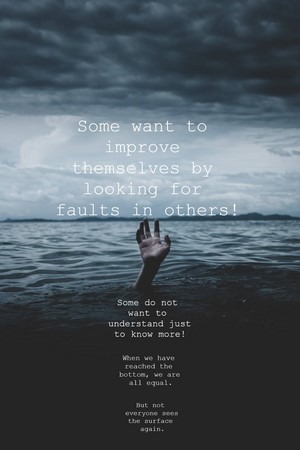 Hand reaching out of dark water with inspirational text