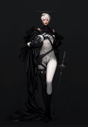 Fantasy art of a knight with a rapier and helmet