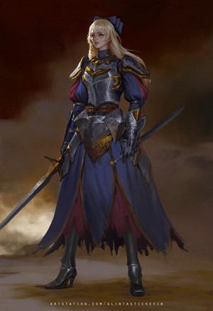 Knight in ornate armor holding a sword