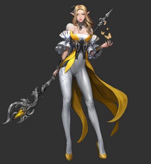 Elf magician with staff and butterflies