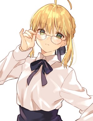 Arturia Pendragon from Fate/Stay Night wearing glasses