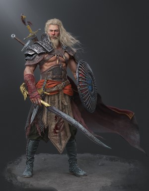 Barbarian Warrior with Sword and Shield