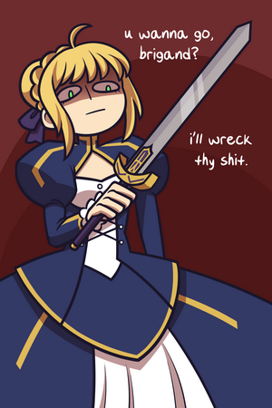 Saber from Fate/Stay Night holding Excalibur