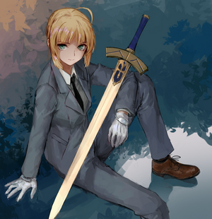 Arturia Pendragon with Excalibur from Fate Series