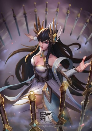 Irelia from League of Legends with swords