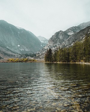 Lake and Mountains with Trees