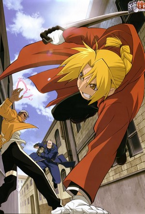 Edward Elric from Full Metal Alchemist in action
