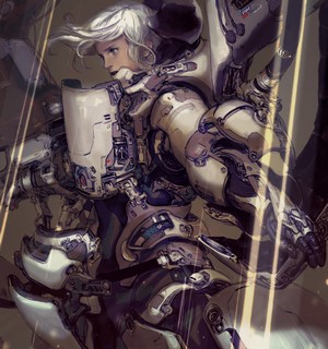 Anime girl in futuristic mecha suit