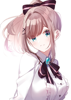 Anime girl with blue eyes and pink hair
