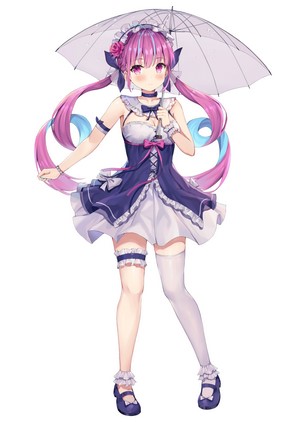 Minato Aqua from Hololive holding an umbrella