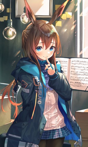 Amiya from Arknights with bunny ears