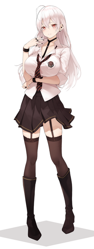 Anime Girl in School Uniform with White Hair