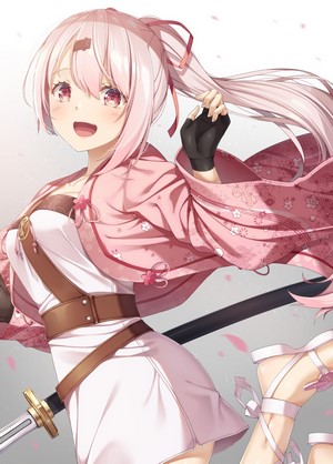 Anime girl with pink hair and katana