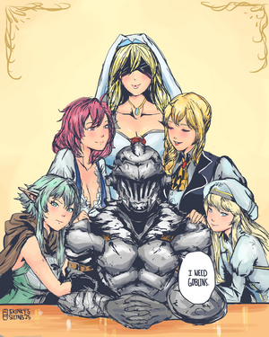 Goblin Slayer with Priestess and Guild Girls