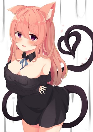 Anime girl with cat ears and tail