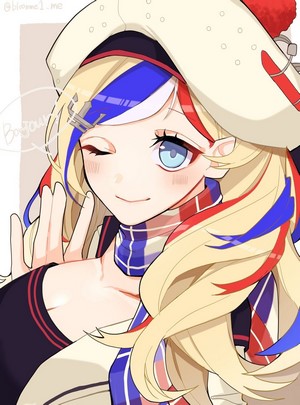 Anime girl with blonde hair and blue eyes