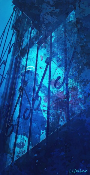 Anime girl with halo behind bars