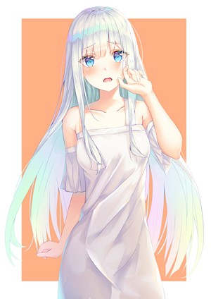 Anime girl with long white hair