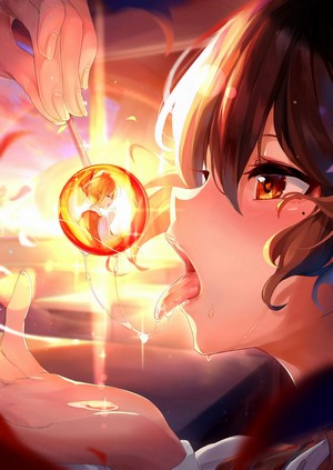Maeshimashi Anime Girl with Lollipop at Sunset