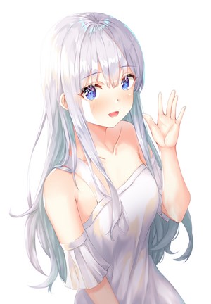 Kokose in White Sundress with Silver Hair