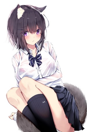 Mayogii Anime Girl with Dark Hair and Purple Eyes