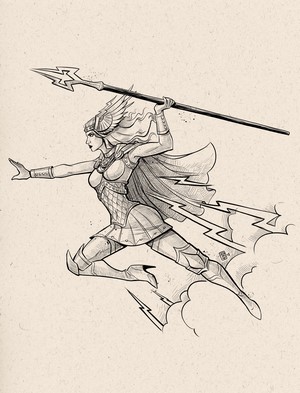 Valkyrie with Spear and Cape