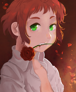 Rin Tezuka from Katawa Shoujo with a rose