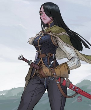 Woman with sword and shield