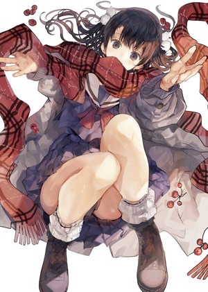 Anime girl with scarf and school uniform