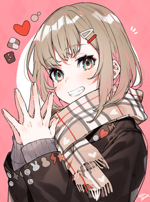Anime girl with brown hair and scarf