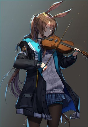 Amiya from Arknights playing the violin