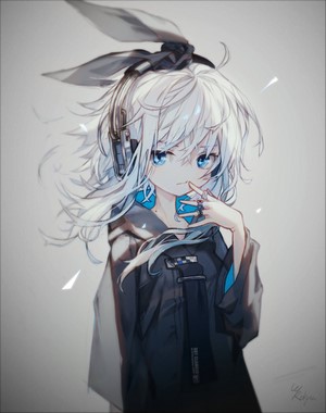 Anime girl with white hair and headphones