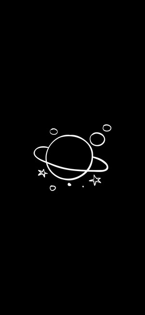 Planet with rings and stars on black background