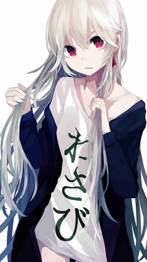 Ogami Ren with White Hair and Red Eyes