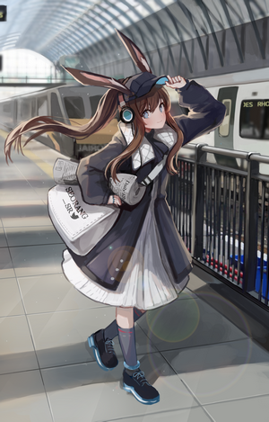 Amiya from Arknights at a Train Station