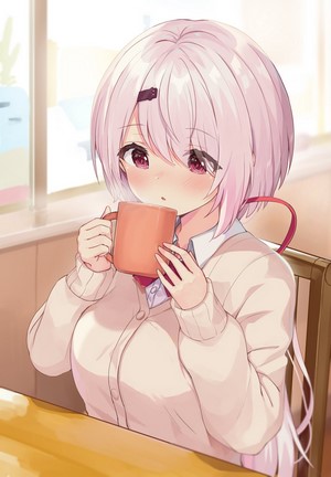 Shiina Yuika from Nijisanji drinking from a mug
